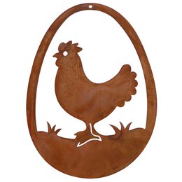 Paasdecoratie kip in het ei | Hangende raamdecoratie voor Pasen | 15 cm x 11 cm