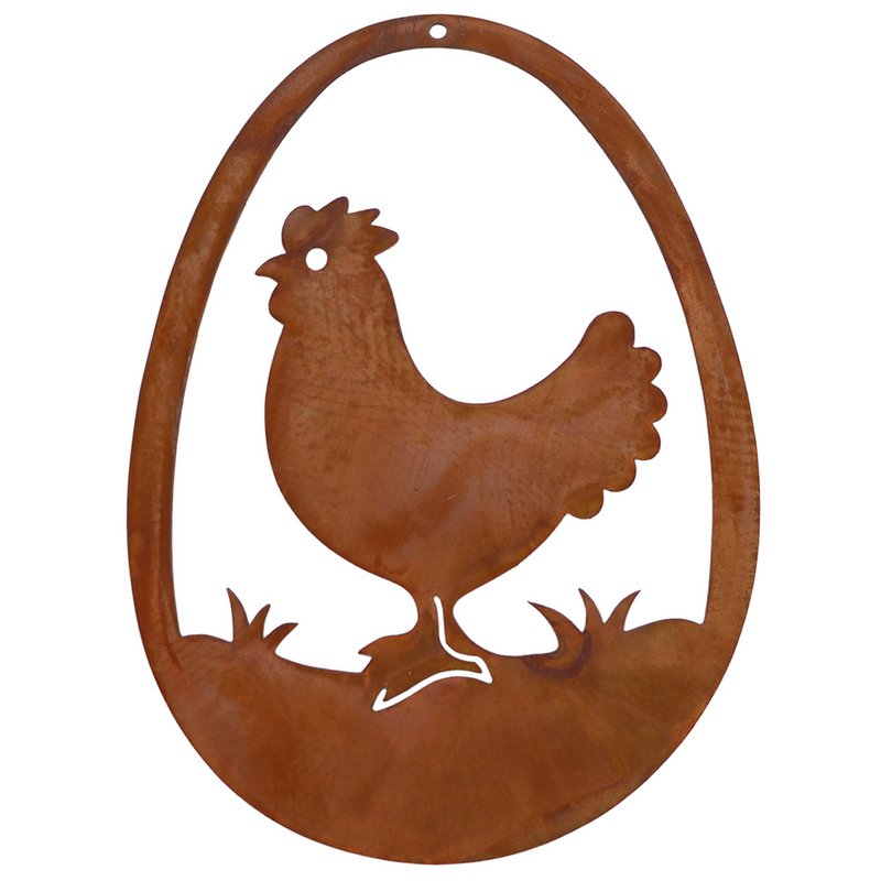 Paasdecoratie kip in het ei | Hangende raamdecoratie voor Pasen | 15 cm x 11 cm