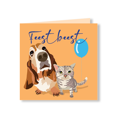 Tarjeta de felicitación | Animal de fiesta | perro y gato