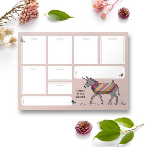 Weekplanner DIN A5, ezel eenhoorn