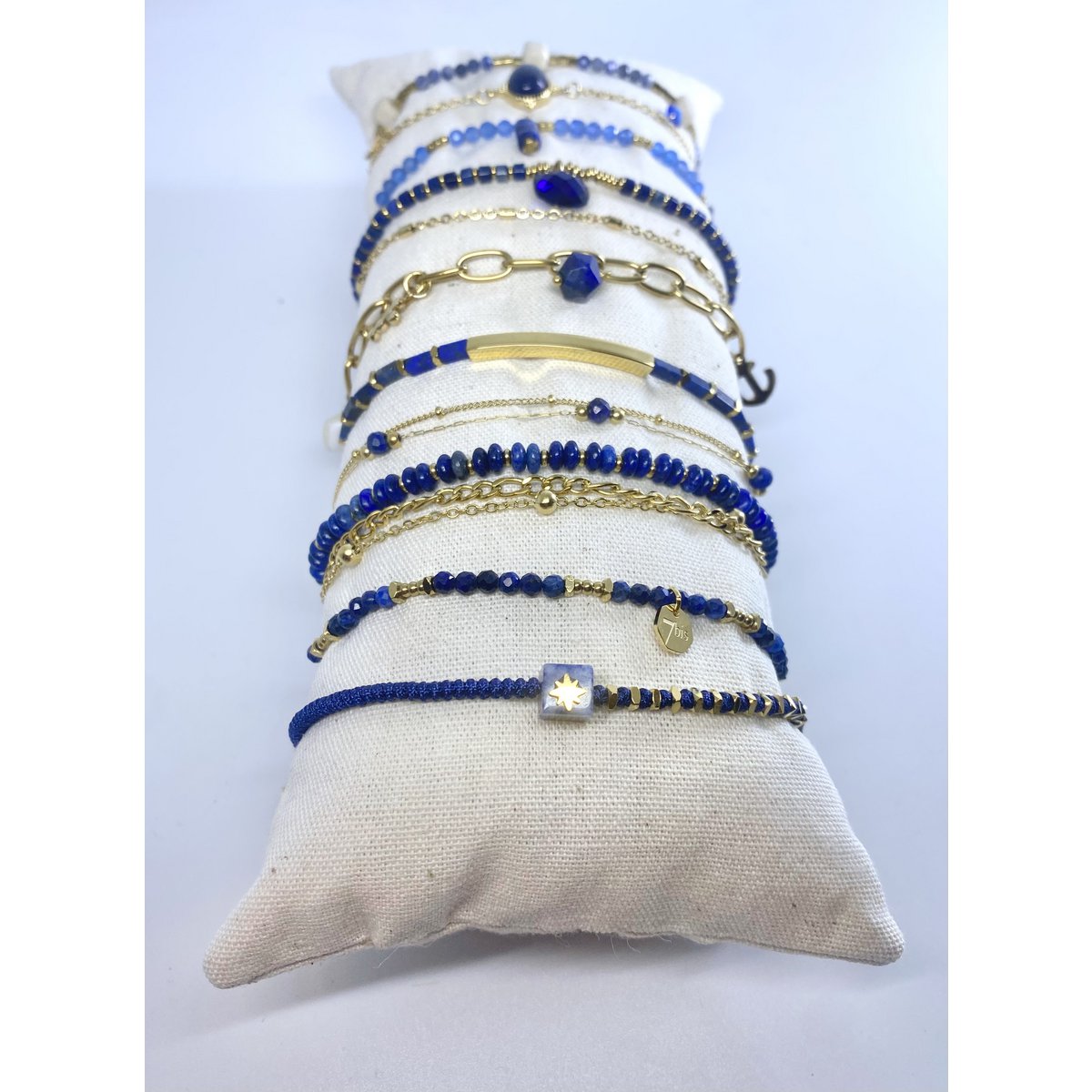 Best Seller Kit 10 pulseras navideñas de acero inoxidable en oro azul