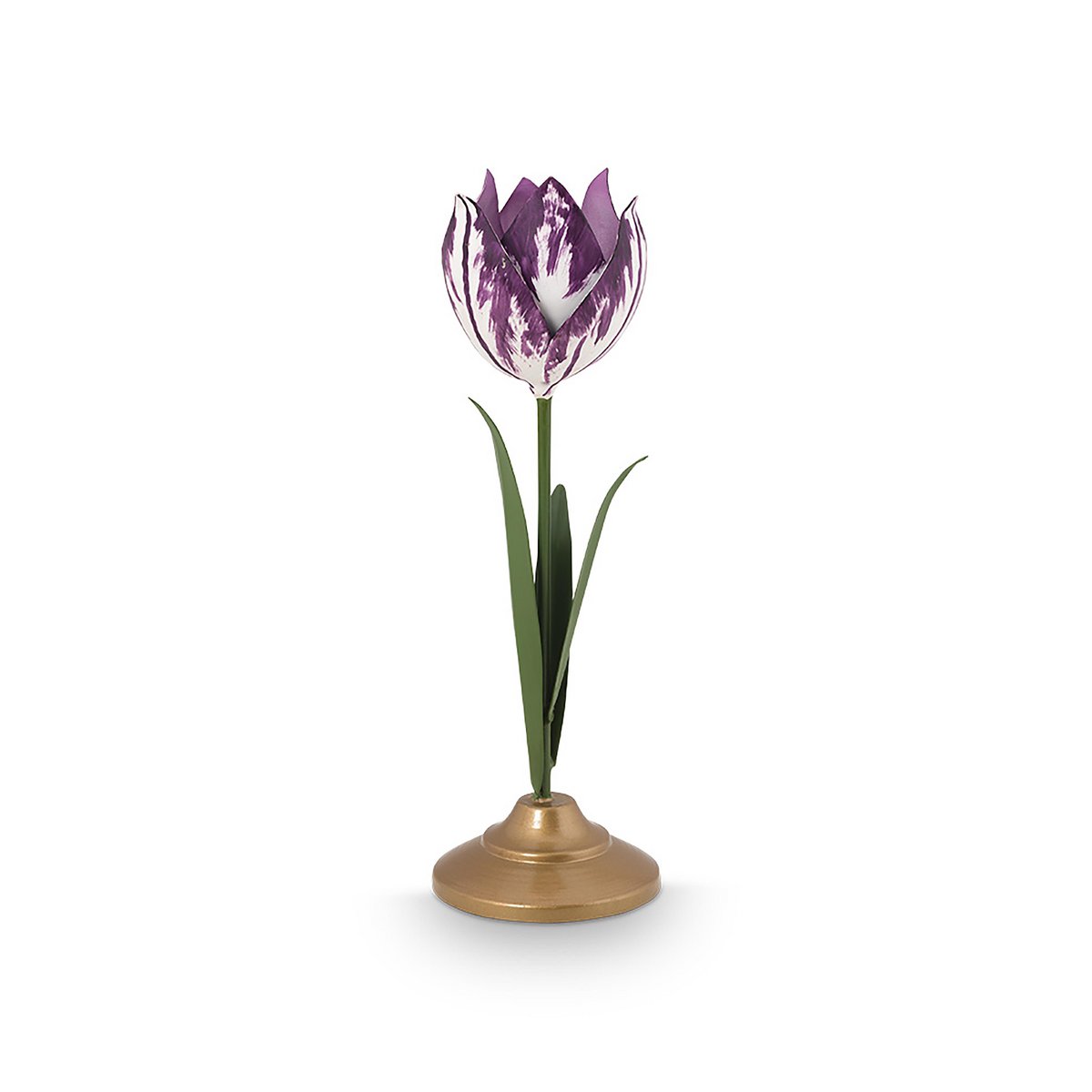 Set/2 Tulip Candle Holders Metal Lilac