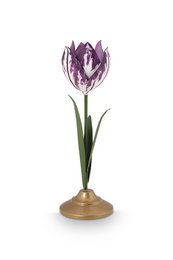 Set/2 Tulip Candle Holders Metal Lilac