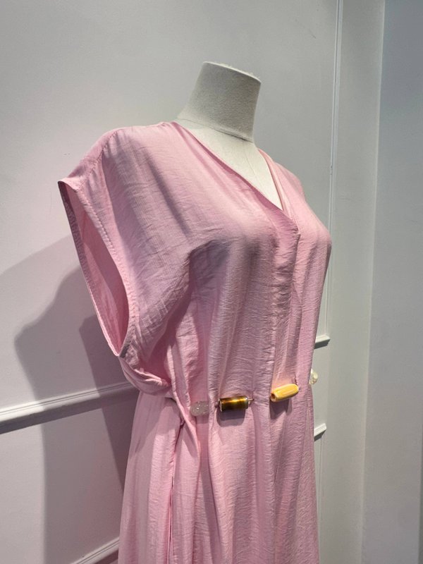 Lang Jumpsuit-kjole med perlebælte - VISCOSE - 8800