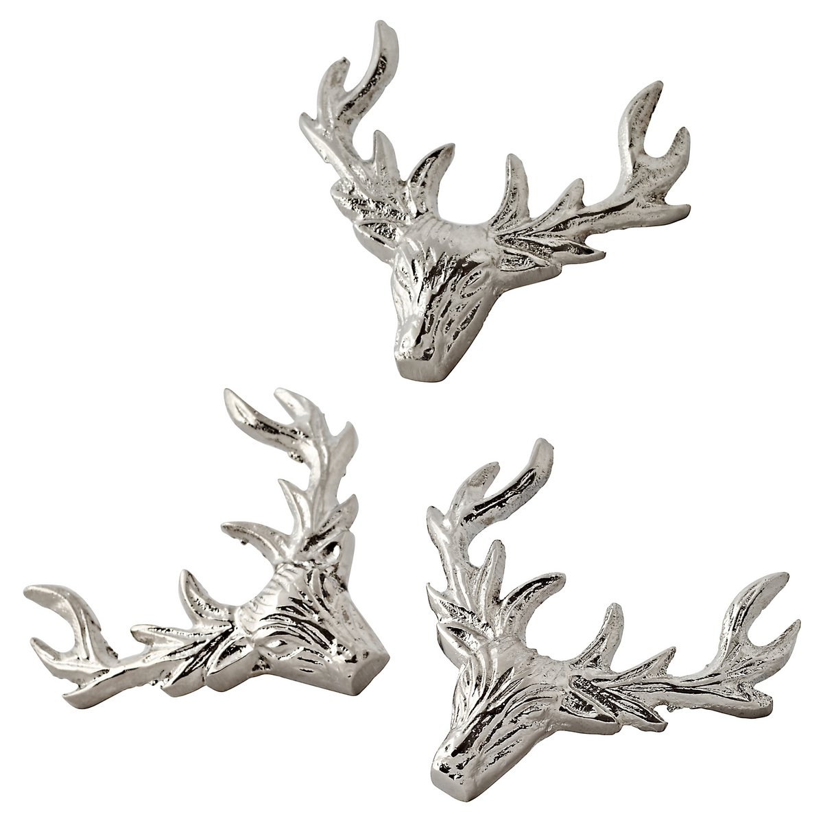 EDZARD zestaw 3 świeczników świecznik łoś, aluminium niklowane, wysokość 4,5 cm