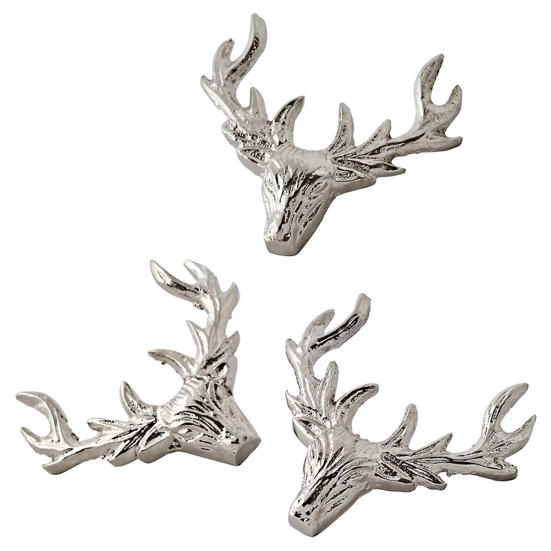 EDZARD sæt med 3 lysestage elg, forniklet aluminium, højde 4,5 cm