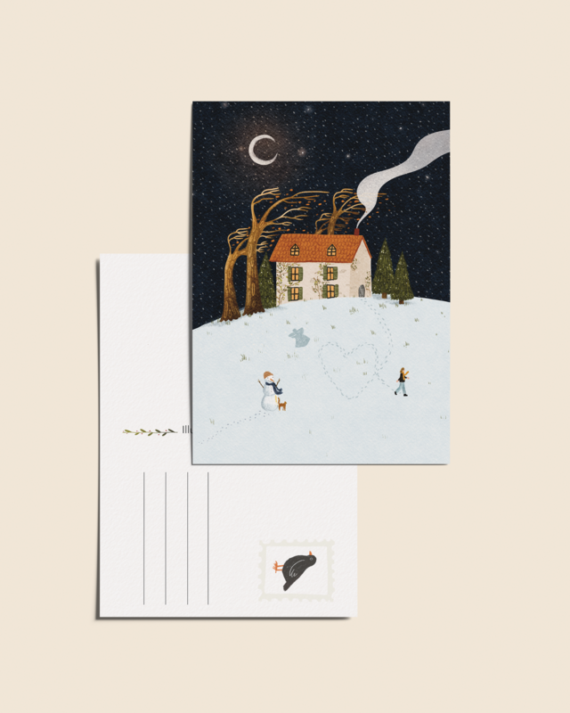 “Winter House” – A6 Illustrated Card | 350gsm Tintoretto Gesso