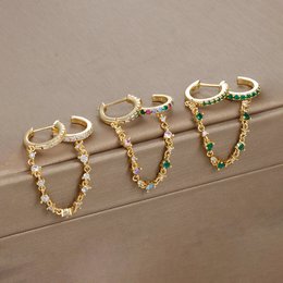 Europa und Amerika CZ Kristall Kette Tropfen Ohrringe Edelstahl Anhänger Ohr Schnalle Modeschmuck Für Frauen Geburtstag Geschenke
