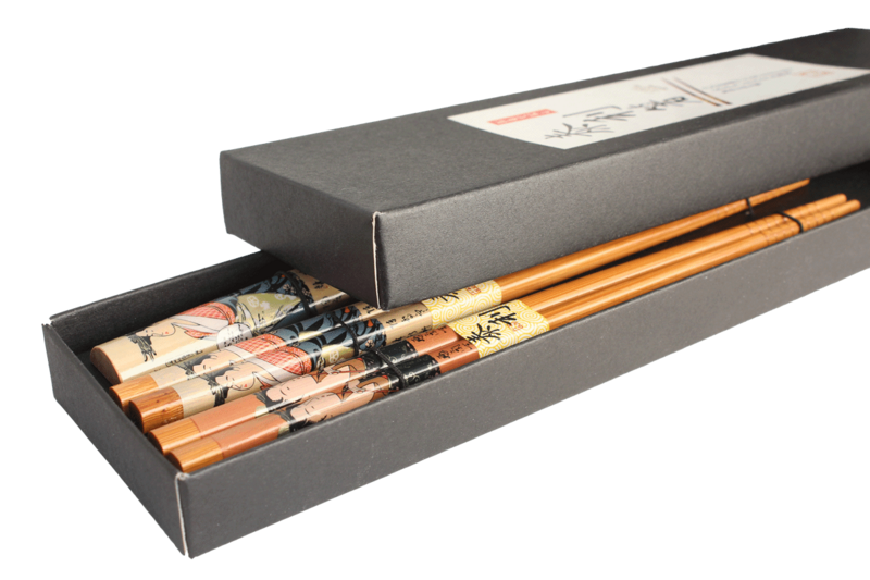 Edo Chopstick Set, 2 pair + stones, Geisha Theme, Giftbox, Edo Japan