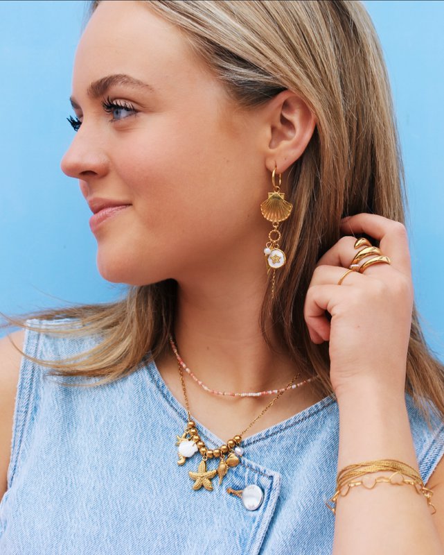 Beaded necklace with ‘Salt & Sea’ charms