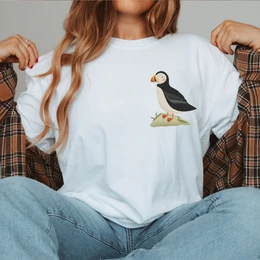 Tshirt Islandia Puffin - BAWEŁNA ORGANICZNA Koszula Puffin Skandynawia - Islandia Pamiątka