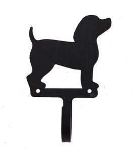 Haakje Hond zwart metaal