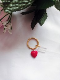 Rødt hjerte nøglering, hjerteformet nøglering, passioneret nøgletilbehør, stilfuld nøgleholder | af lovedbynlanla