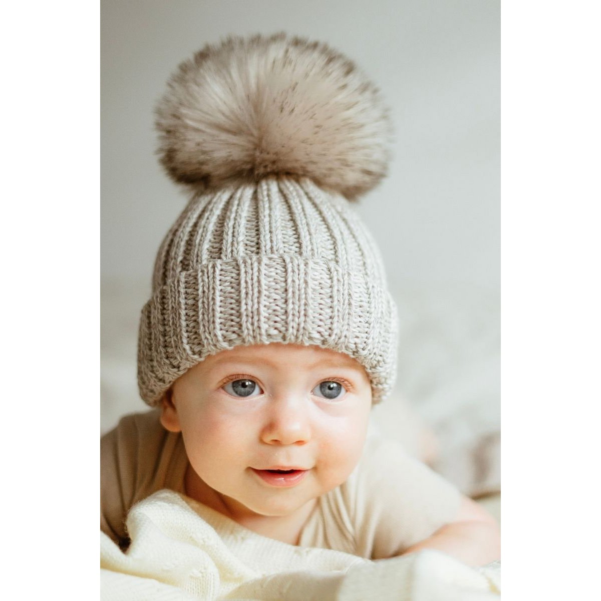 Czapka OLLO BABY – 100% wełny merino - beżowy