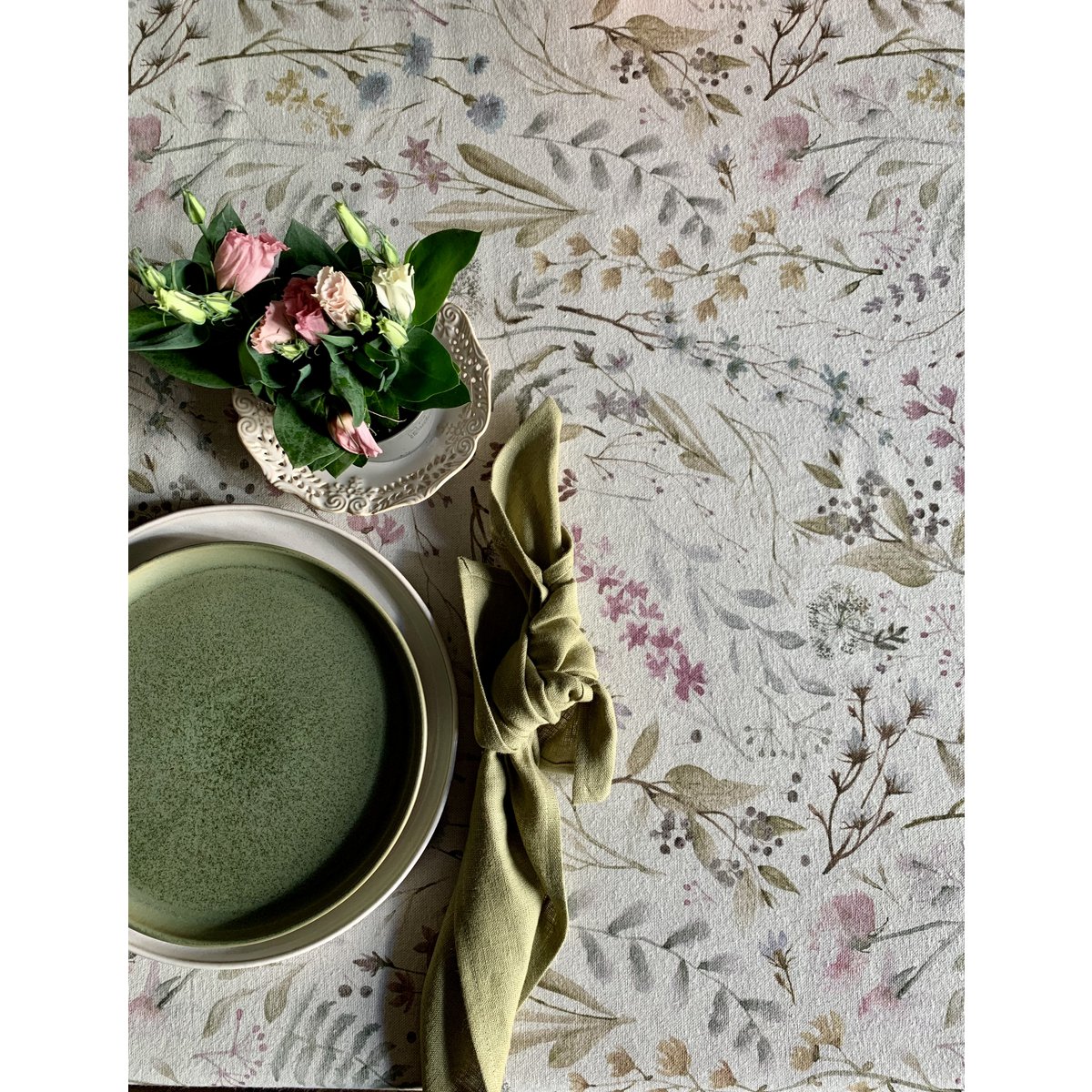 Mantel Redondo, Mezcla Lino-Algodón, Estampado | aitana
