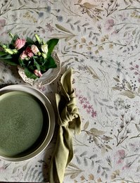 Mantel Redondo, Mezcla Lino-Algodón, Estampado | aitana