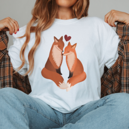 T-Shirt Foxes Love BIOLOGISCH KATOEN - Paar Shirt Fox Gift