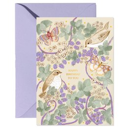  Colorful greeting card with floral and butterfly design, featuring the text "Happy birthday to you" in a cursive font. The card has a whimsical, nature-inspired aesthetic with a variety of flowers, leaves, and butterflies depicted.