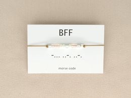 Morse code bracelet in silver, rose gold, and gold colors. Beaded bracelet with 'BFF' text in Morse code. Available in multiple color variants.