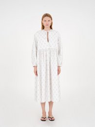 Vestido blanco con estampado de lazo Cityscape