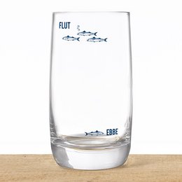 Vaso largo de cristal “Ebb & Flow” – diseño marítimo, fabricado en la UE