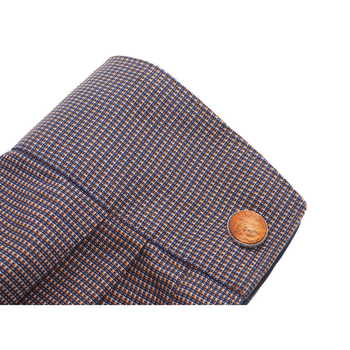 Boutons de manchette ronds élégants en bois d'acajou véritable, diamètre env. 18 mm, incrustation arrondie avec un beau grain