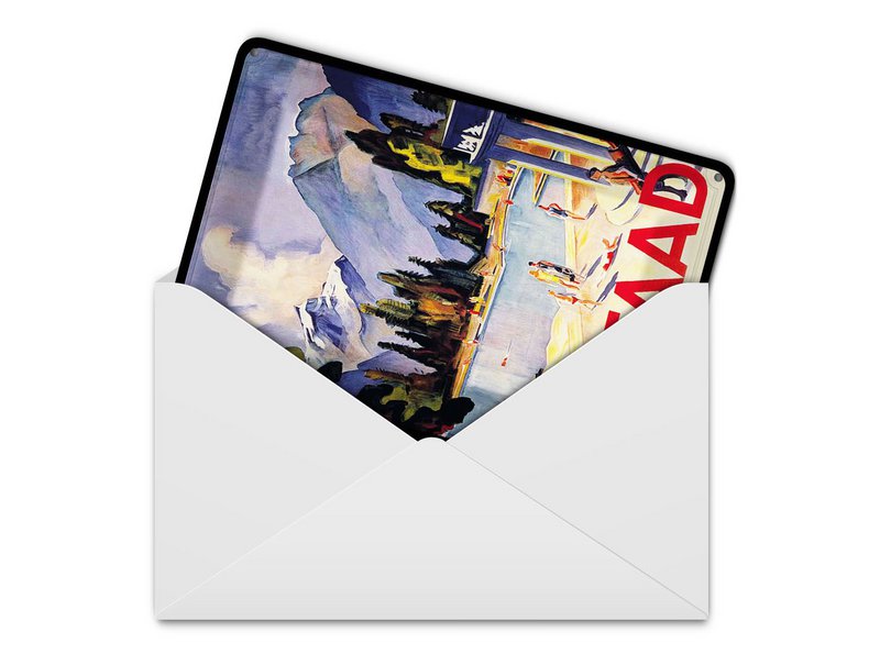 Postal de hojalata de viaje 10x14 cm cartel decorativo de vacaciones en la piscina de Gstaad