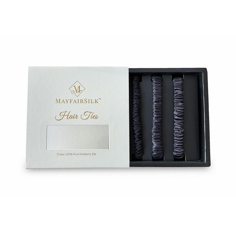 Charcoal Slim Hair Ties Set