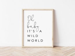 Oh baby it's a wild world plakat, neutral børnehave plakat, pigeværelse plakat, safari plakat, drenge værelse plakat, børne plakat, jungle plakat, jungle indretning