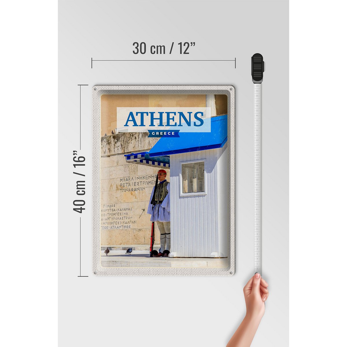 Tin Sign Travel 30x40cm Athens Greece Evzone Guard