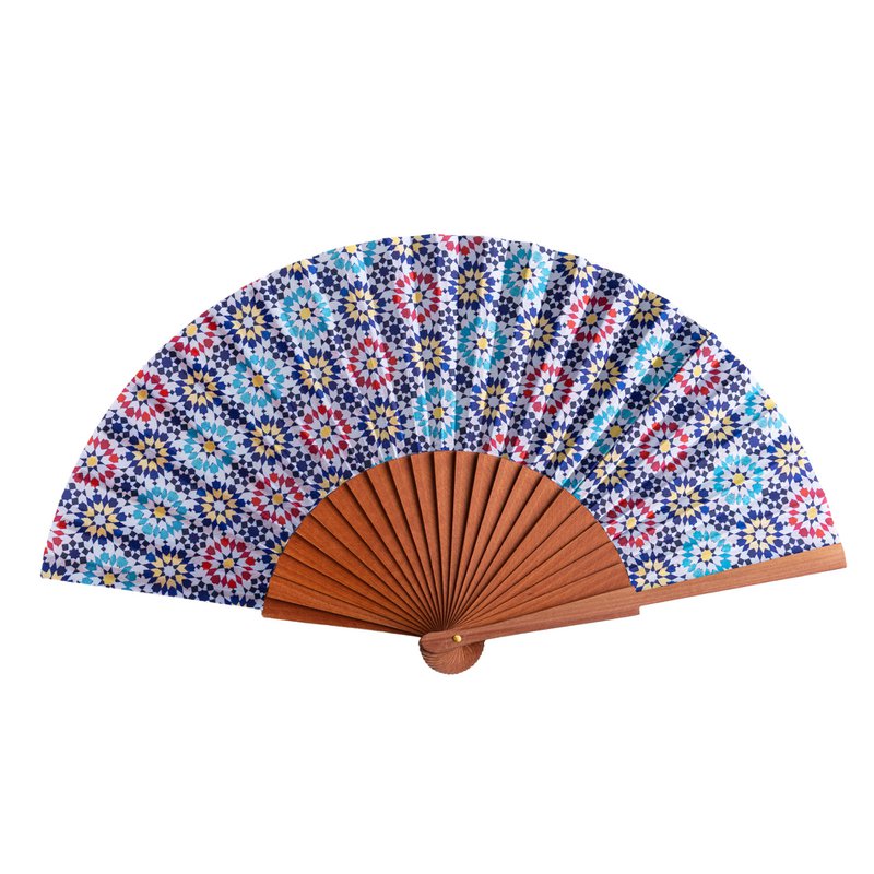 Mosaic Weave Satin Hand Fan Mithal 23 cm