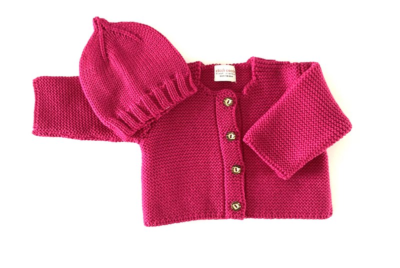 Set: Baby cardigan & Secret Santa hat made from 100% finest merino wool - the perfect gift for a birth