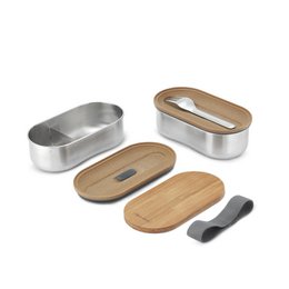 NERO + BLUM Portapranzo Bento Inox | Emillabile | 2x500ml | Gris