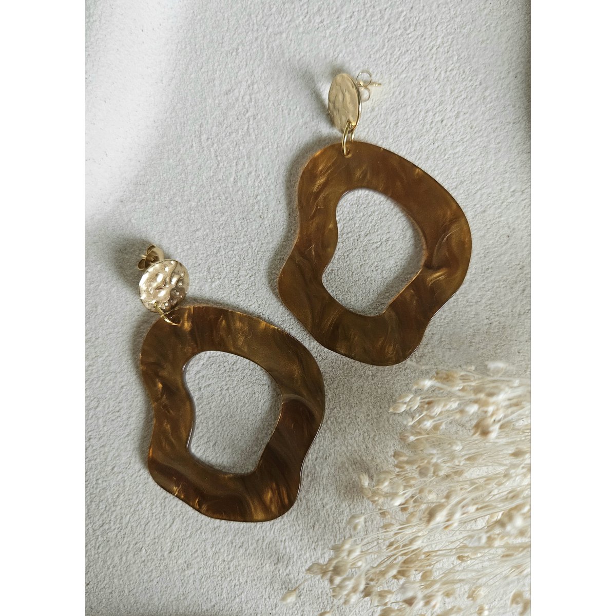 Pendientes ondas coñac