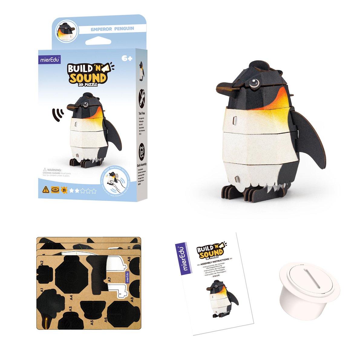 Mieredu - 3D Puzzel Build And Sound - Keizerspinguin