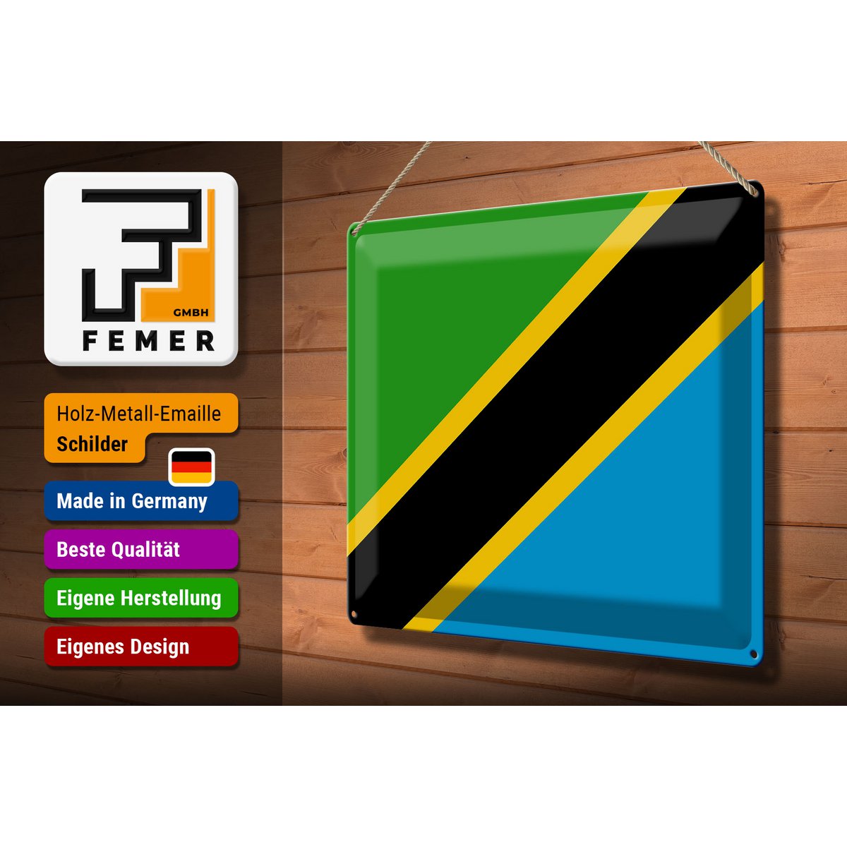 Tin Sign Flag of Tanzania 40x30cm Flag of Tanzania