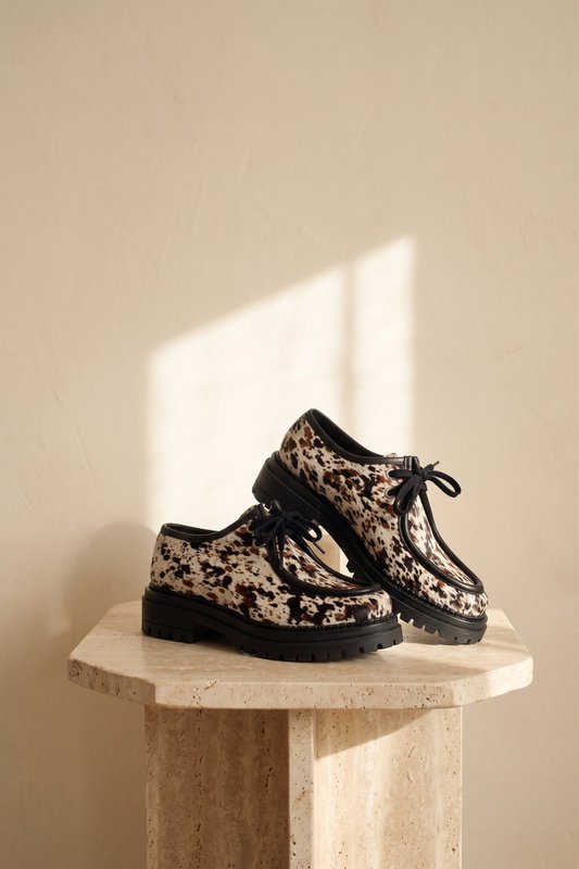 ODDA COW PRINT – Wallabee-Schuhe mit dicker Sohle