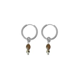 Braune Labradorit- und Jaspis-Ohrringe – Silber