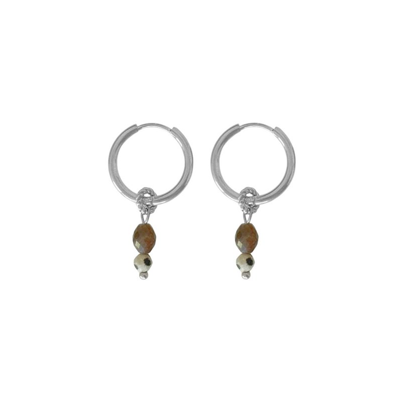 Braune Labradorit- und Jaspis-Ohrringe – Silber
