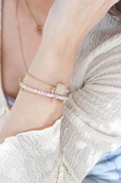 Jade- und Kunzit-Armband – Gold