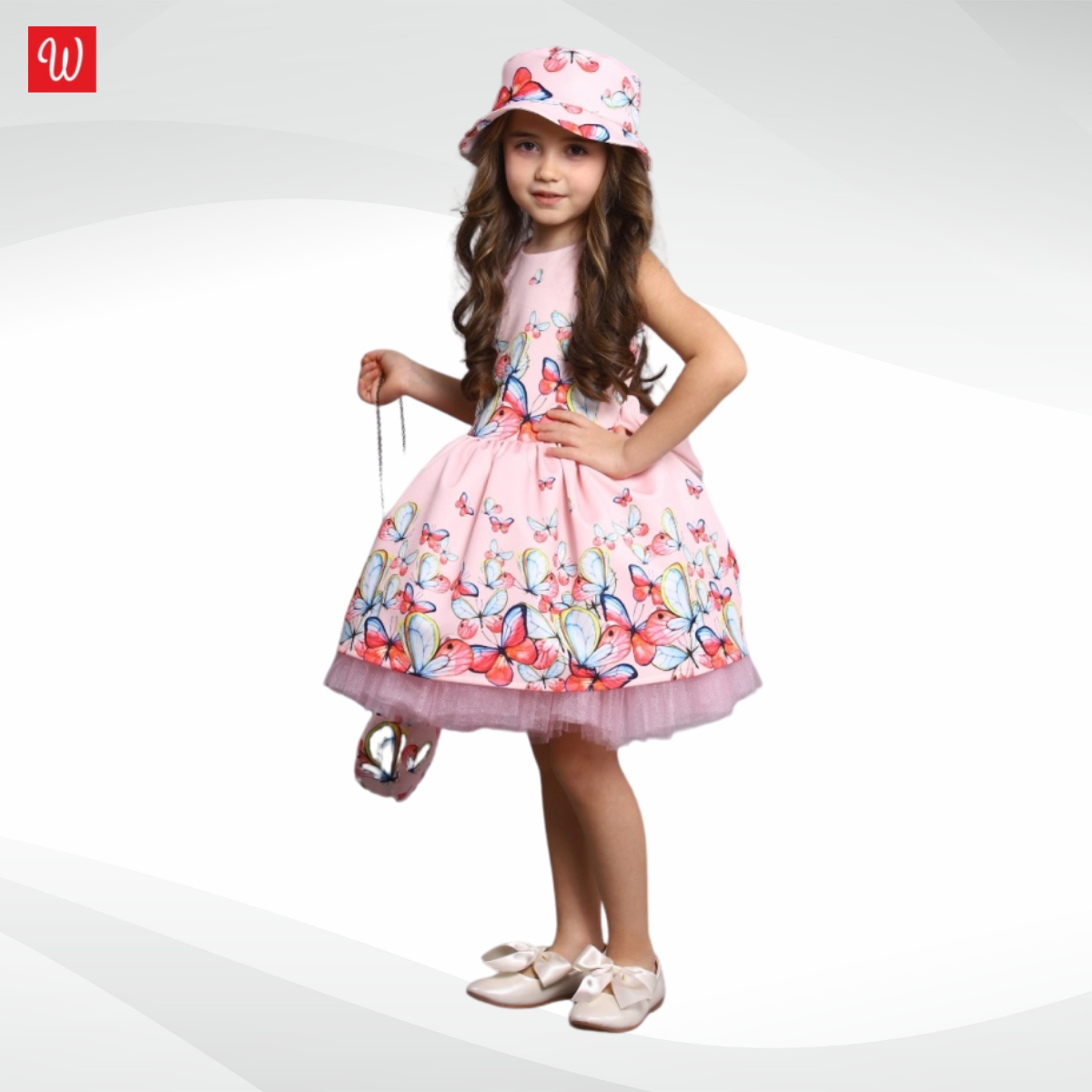 Kinderjurk met muts en tas "Butterfly"/BE 454-700