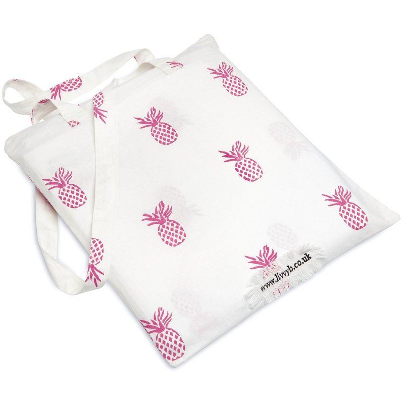 Ananas dynebetræk og pudesæt Hot Pink