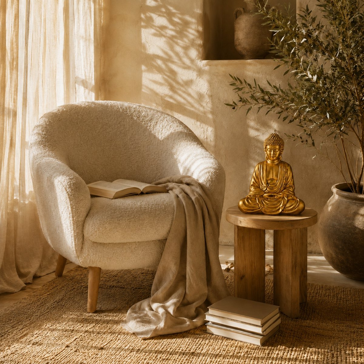 Estatua de Buda de Meditación Dorada - Estatuilla de Decoración Zen y Feng Shui - Lleva la Espiritualidad a tu Interior y un Ambiente Relajante - Estatua de la Suerte