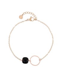 Bracciale a catena con anello - Ossidiana nera - Oro rosa