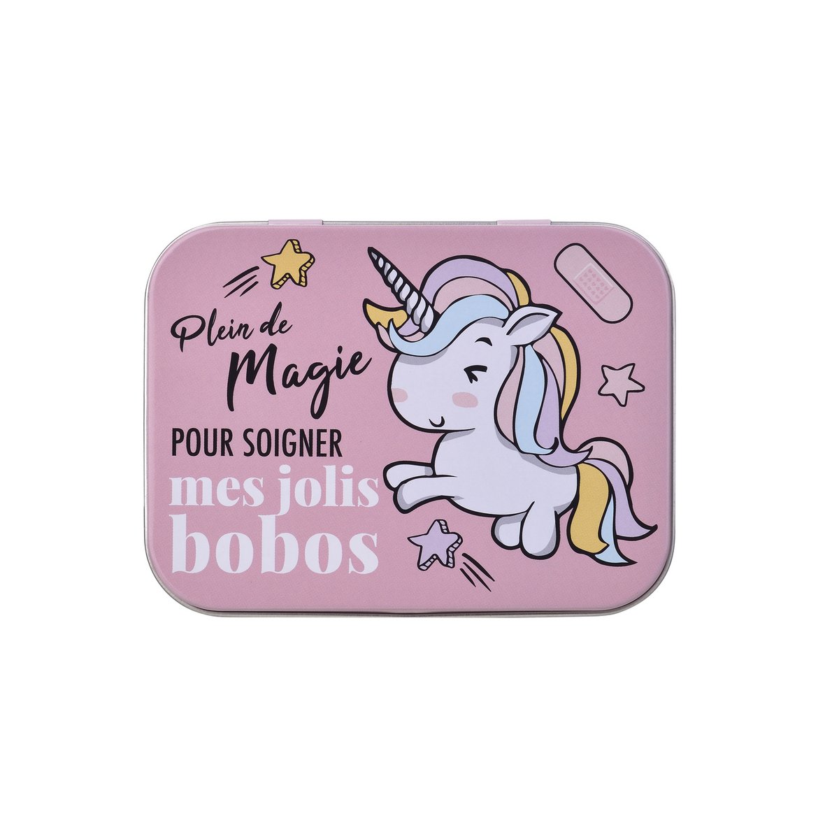 Unicornio, Caja metálica de apósitos, Precortado, Infantil, Junior, Caja de 24 apósitos, 10,9 x 8 x A.2 cm, CUÍDATE