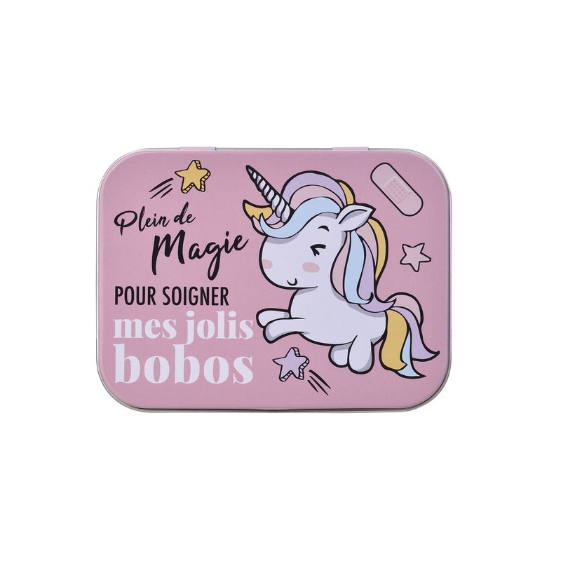 Eenhoorn, Metalen doos met verbandmiddelen, Voorgesneden, Kinderen, Junior, Doos met 24 verbanden, 10,9 x 8 x H.2 cm, TAKE CARE