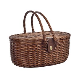 LAGUIOLE, Panier Pique-Nique Glacière pour 2 Personnes, Osier, Coton, Céramique, Métal et PVC, Repas Nomades, Plein Air, Camping, Randonnée, Marron