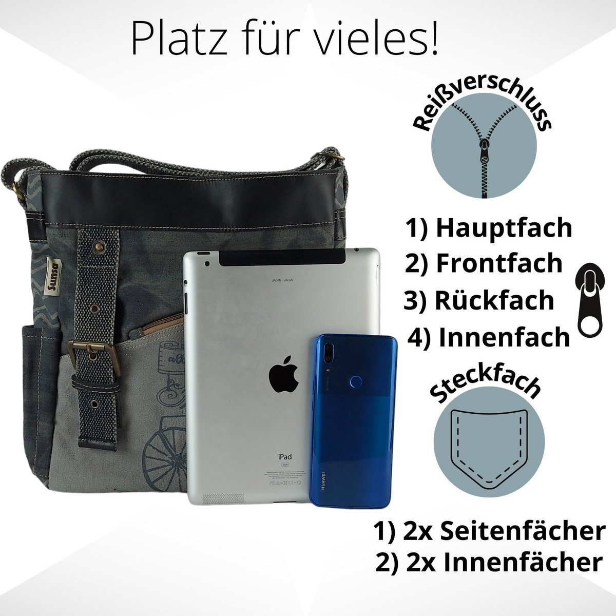 Sunsa dames schoudertas. Schoudertas in vintagestijl. Canvas handtas. kleine crossbodytas voor dames