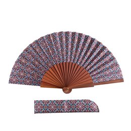 Zellige Pattern Satin Hand Fan Maqtub 23 cm