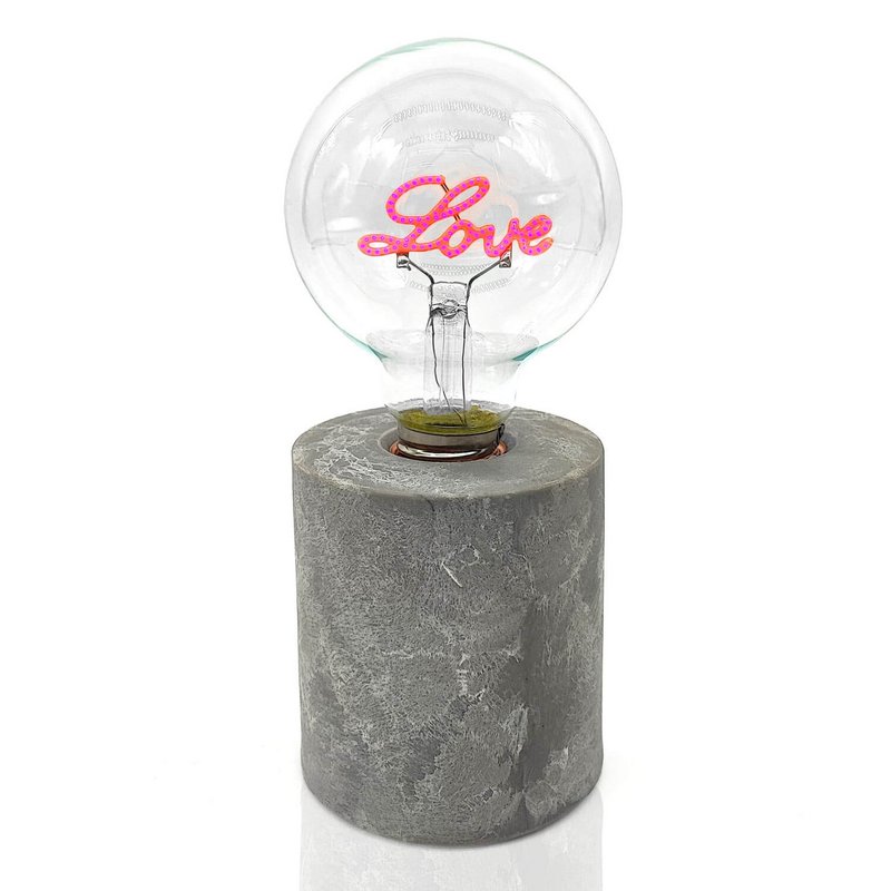 Lucia - table lamp, concrete look base with LED lamp “Love”, pink